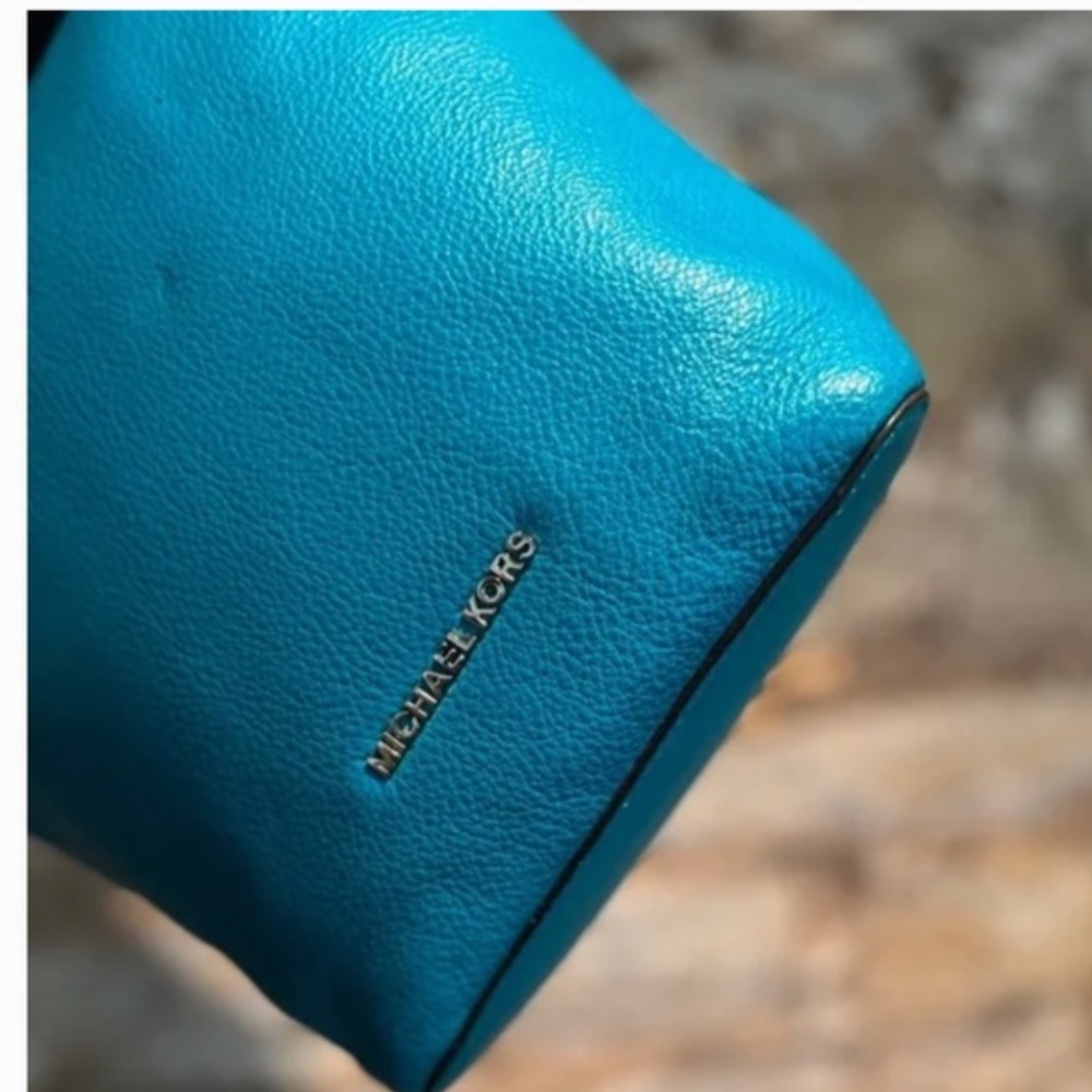 Michael Kors Dark Teal Pebbled Leather Shoulder Bag - Picture 15 of 16